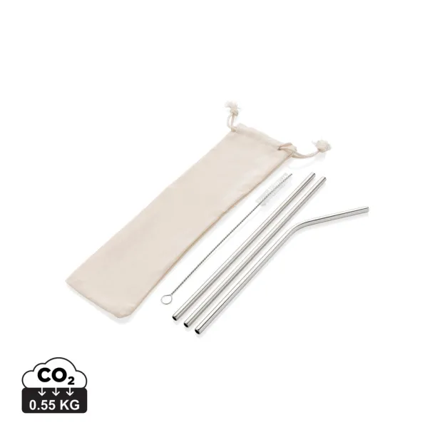  Reusable stainless steel 3 pcs straw set - XD Collection Silver 