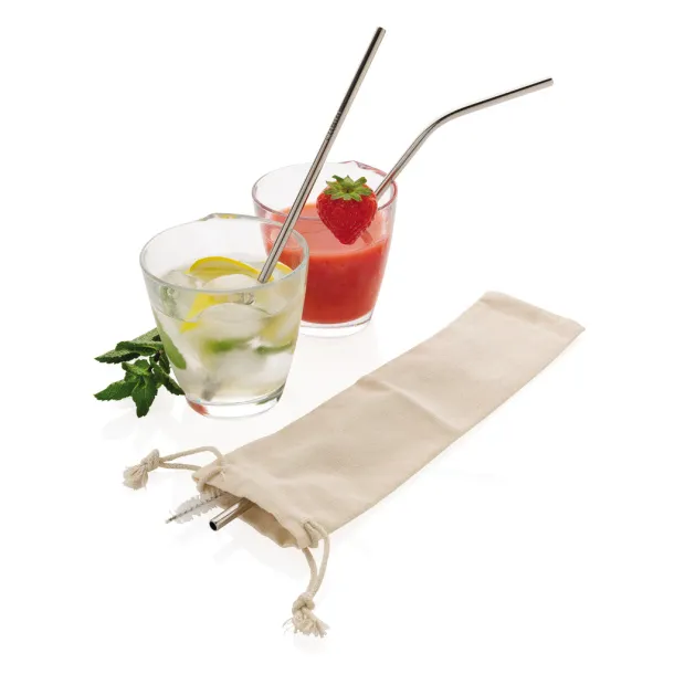  Reusable stainless steel 3 pcs straw set - XD Collection Silver 