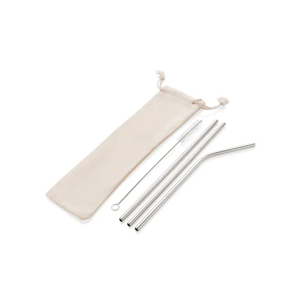  Reusable stainless steel 3 pcs straw set - XD Collection Silver 