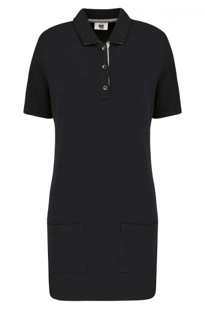  LADIES’ SHORT-SLEEVED LONGLINE POLO SHIRT - Designed To Work Black Oxford Grey