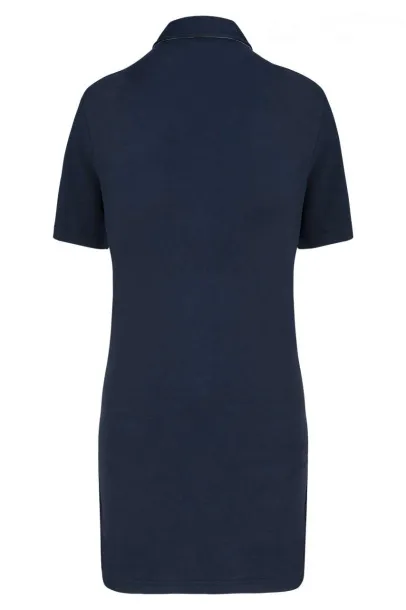  LADIES’ SHORT-SLEEVED LONGLINE POLO SHIRT - Designed To Work Navy Oxford Grey