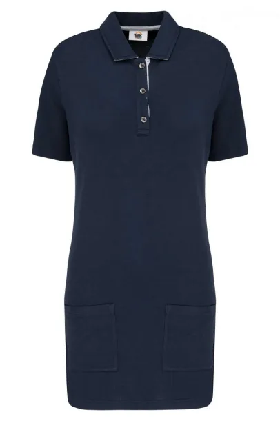  LADIES’ SHORT-SLEEVED LONGLINE POLO SHIRT - Designed To Work Navy Oxford Grey