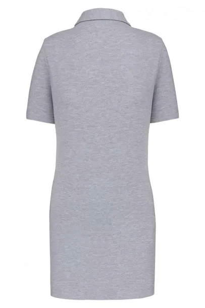  LADIES’ SHORT-SLEEVED LONGLINE POLO SHIRT - Designed To Work Oxford Grey Navy