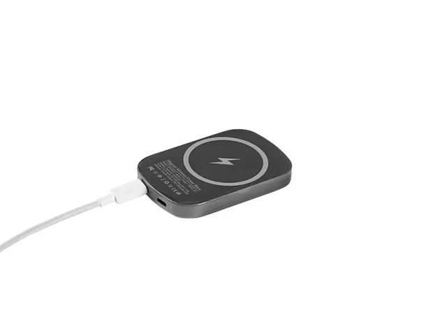 BOUNCE Prijenosna baterija s magnetom, bežično punjenje, 5 000 mAh - PIXO Tamnosiva