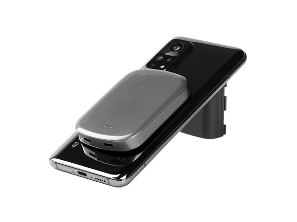 BOUNCE Prijenosna baterija s magnetom, bežično punjenje, 5 000 mAh - PIXO Tamnosiva