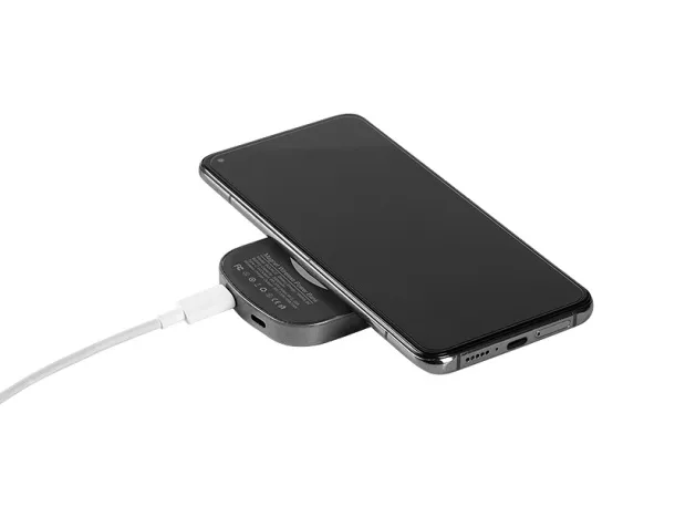 BOUNCE Prijenosna baterija s magnetom, bežično punjenje, 5 000 mAh - PIXO Tamnosiva