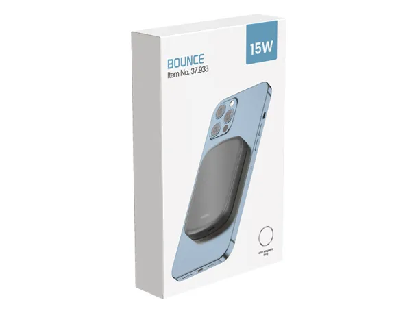 BOUNCE Prijenosna baterija s magnetom, bežično punjenje, 5 000 mAh - PIXO Tamnosiva