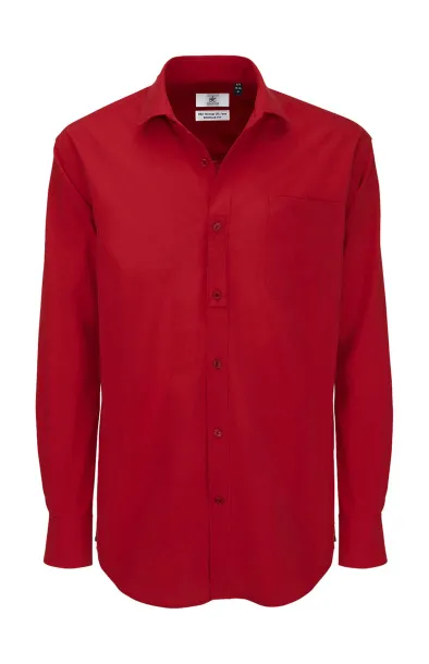  Heritage LSL/men Poplin Shirt - B&C Deep Red