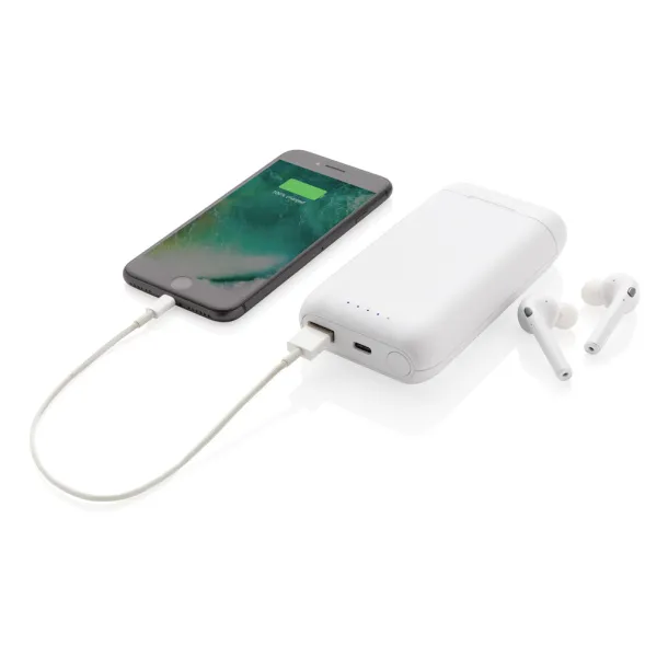Liberty TWS earbuds with 5.000 mAh powerbank - XD Collection White 