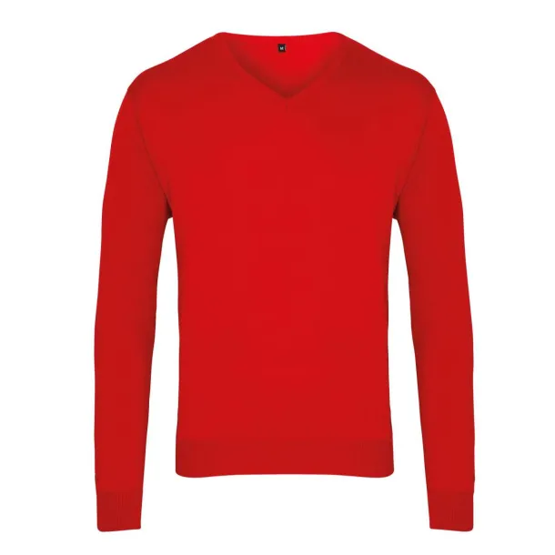  MEN'S KNITTED V-NECK SWEATER - Premier Red