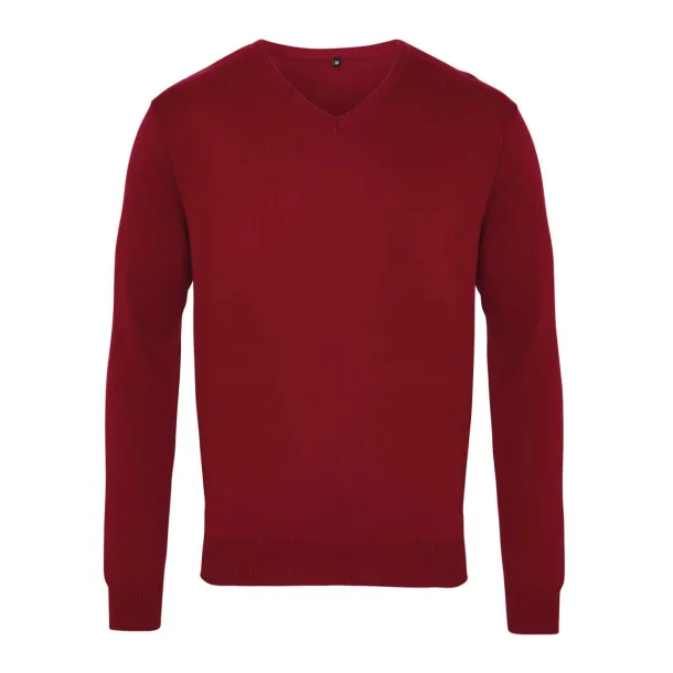  MEN'S KNITTED V-NECK SWEATER - Premier Burgundy