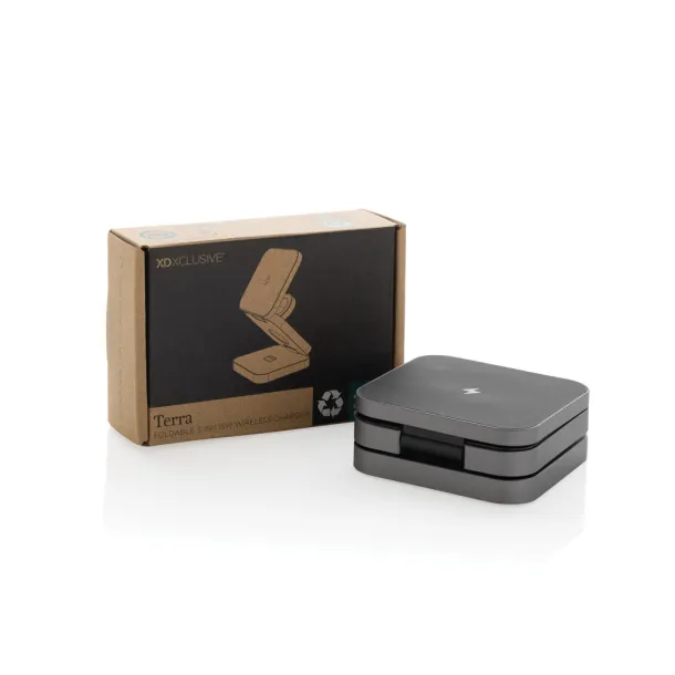 Terra RCS recycled aluminum foldable 3 in 1 15W charger - XD Xclusive Grey 