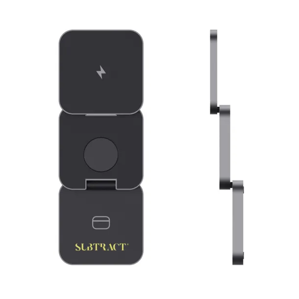 Terra RCS recycled aluminum foldable 3 in 1 15W charger - XD Xclusive Grey 