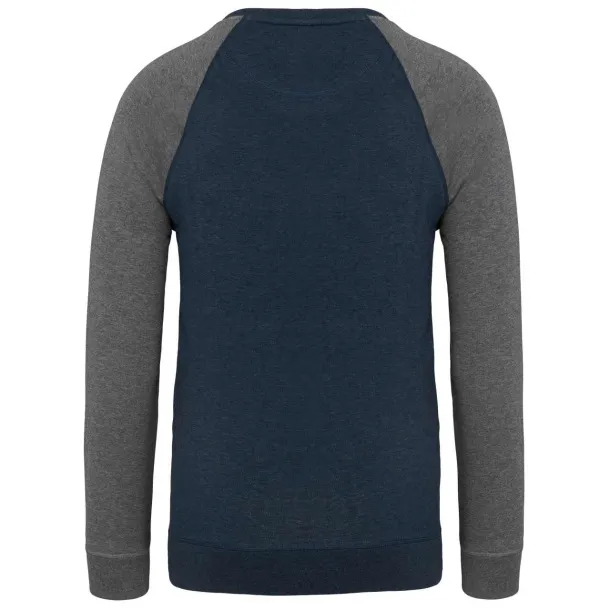  MEN'S TWO-TONE ORGANIC CREW NECK RAGLAN SLEEVE SWEATSHIRT - 300 g/m² - Kariban French Navy Heather Grey Heather