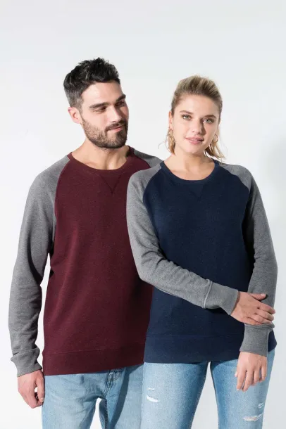  MEN'S TWO-TONE ORGANIC CREW NECK RAGLAN SLEEVE SWEATSHIRT - 300 g/m² - Kariban Grey Heather Navy