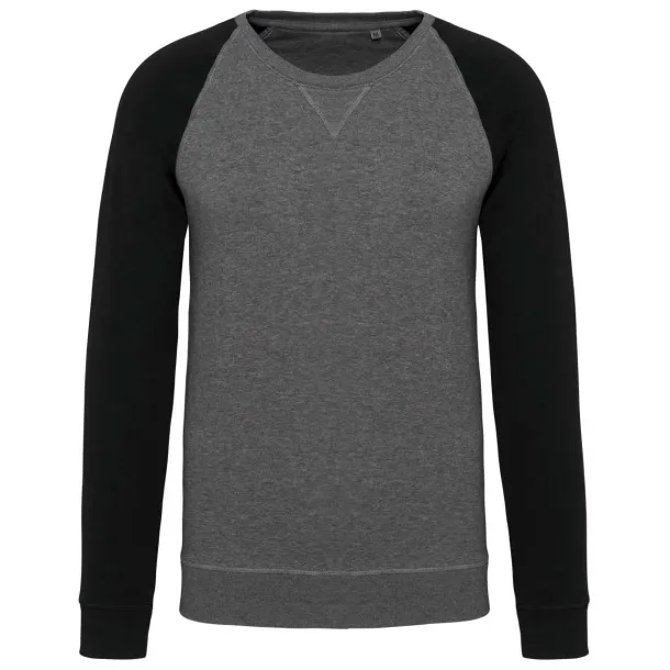  MEN'S TWO-TONE ORGANIC CREW NECK RAGLAN SLEEVE SWEATSHIRT - 300 g/m² - Kariban Grey Heather Navy