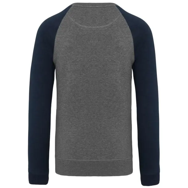  MEN'S TWO-TONE ORGANIC CREW NECK RAGLAN SLEEVE SWEATSHIRT - 300 g/m² - Kariban Grey Heather Navy