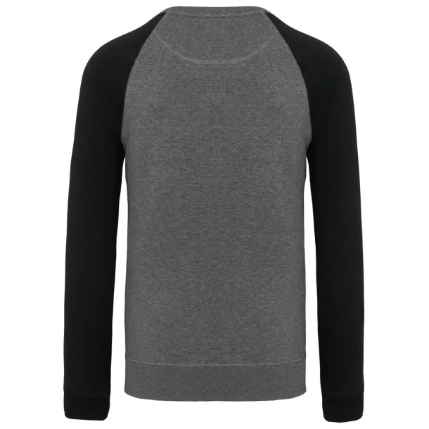  MEN'S TWO-TONE ORGANIC CREW NECK RAGLAN SLEEVE SWEATSHIRT - 300 g/m² - Kariban Grey Heather Black