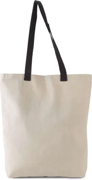  FLAT CANVAS SHOPPER WITH CONTRAST HANDLE, 220 g/m2 - Kimood Natural Black