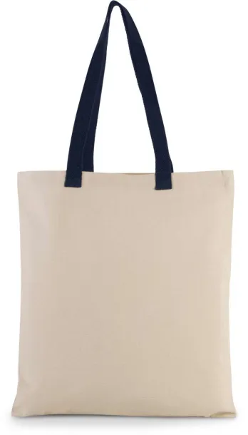  FLAT CANVAS SHOPPER WITH CONTRAST HANDLE, 220 g/m2 - Kimood Natural Navy