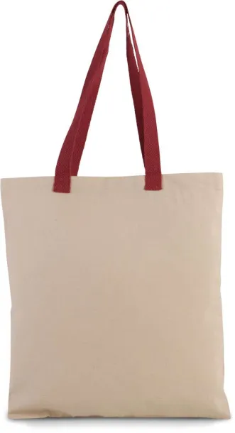  FLAT CANVAS SHOPPER WITH CONTRAST HANDLE, 220 g/m2 - Kimood Natural Cherry Red