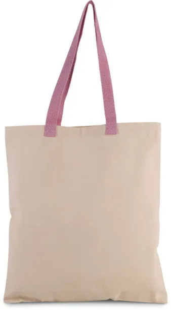  FLAT CANVAS SHOPPER WITH CONTRAST HANDLE, 220 g/m2 - Kimood Natural Dark Pink