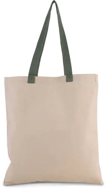  FLAT CANVAS SHOPPER WITH CONTRAST HANDLE, 220 g/m2 - Kimood Natural Dusty Light Green