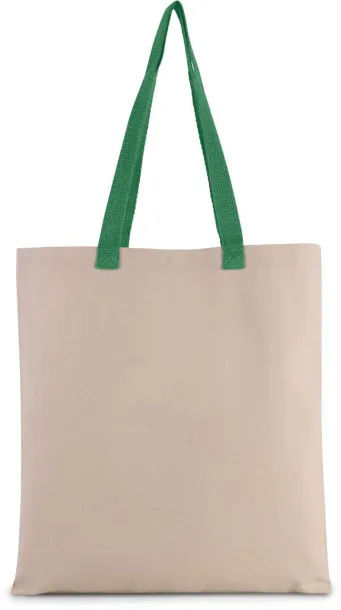  FLAT CANVAS SHOPPER WITH CONTRAST HANDLE, 220 g/m2 - Kimood Natural Kelly zelena