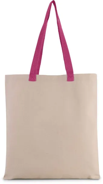  FLAT CANVAS SHOPPER WITH CONTRAST HANDLE, 220 g/m2 - Kimood Natural Magenta