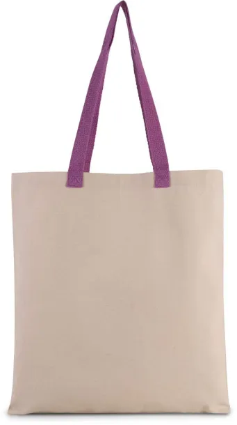  FLAT CANVAS SHOPPER WITH CONTRAST HANDLE, 220 g/m2 - Kimood Natural Radiant Orchid