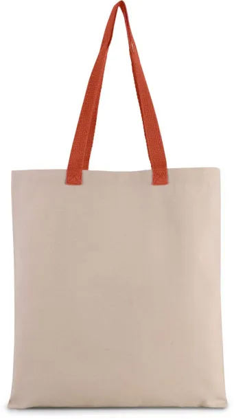  FLAT CANVAS SHOPPER WITH CONTRAST HANDLE, 220 g/m2 - Kimood Natural Spicy Orange