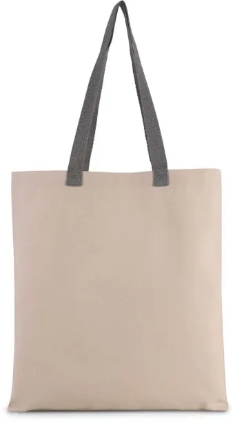  FLAT CANVAS SHOPPER WITH CONTRAST HANDLE, 220 g/m2 - Kimood Natural Charcoal