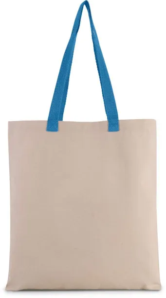  FLAT CANVAS SHOPPER WITH CONTRAST HANDLE, 220 g/m2 - Kimood Natural Surf Blue