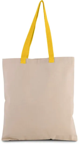  FLAT CANVAS SHOPPER WITH CONTRAST HANDLE, 220 g/m2 - Kimood Natural Yellow