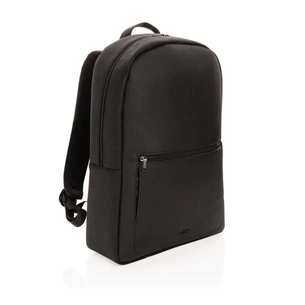  Swiss Peak deluxe vegan leather laptop backpack PVC free - Swiss Peak Black 