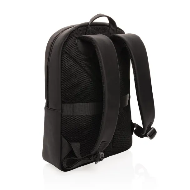  Swiss Peak deluxe vegan leather laptop backpack PVC free - Swiss Peak Black 