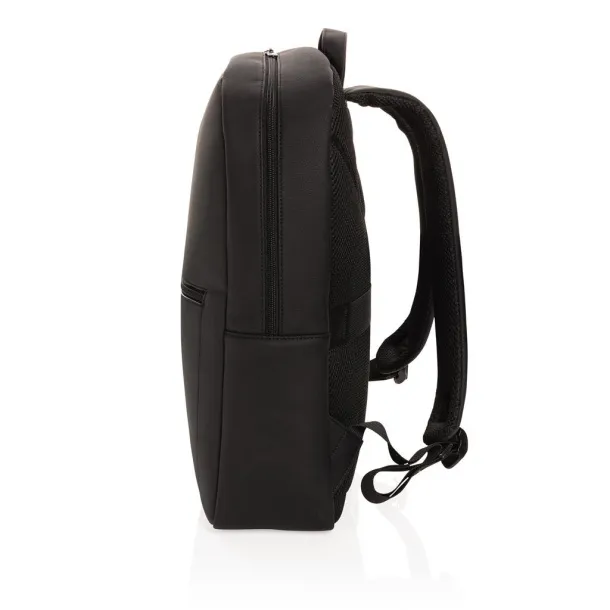  Swiss Peak deluxe vegan leather laptop backpack PVC free - Swiss Peak Black 