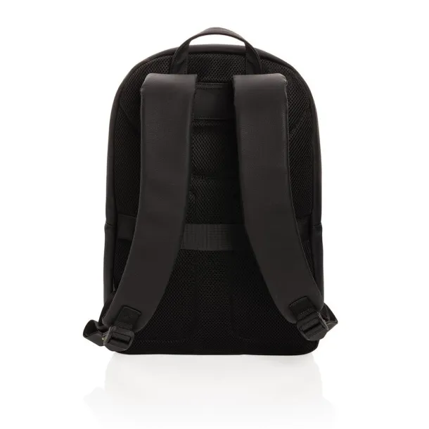  Swiss Peak deluxe vegan leather laptop backpack PVC free - Swiss Peak Black 