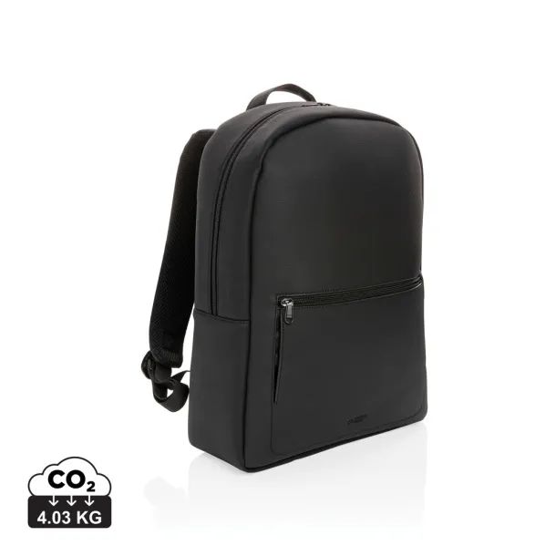  Swiss Peak deluxe vegan leather laptop backpack PVC free - Swiss Peak Black 