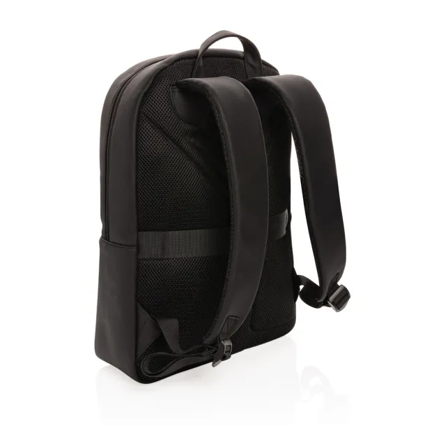  Swiss Peak deluxe vegan leather laptop backpack PVC free - Swiss Peak Black 