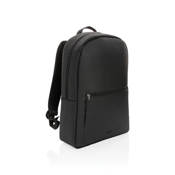  Swiss Peak deluxe vegan leather laptop backpack PVC free - Swiss Peak Black 