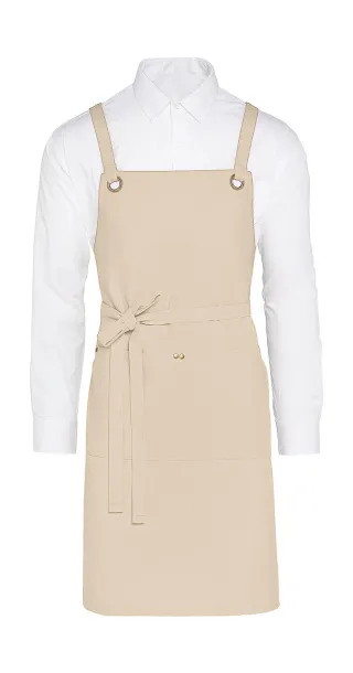  PROVENCE Crossover Eyelets Bib Apron with Pocket - SG Accessories - BISTRO (Ex JASSZ Bistro) Natural