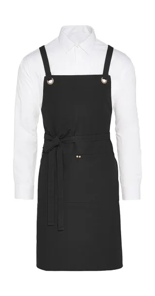  PROVENCE Crossover Eyelets Bib Apron with Pocket - SG Accessories - BISTRO (Ex JASSZ Bistro) Black