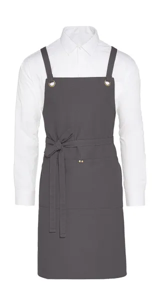  PROVENCE Crossover Eyelets Bib Apron with Pocket - SG Accessories - BISTRO (Ex JASSZ Bistro) Siva