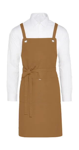  PROVENCE Crossover Eyelets Bib Apron with Pocket - SG Accessories - BISTRO (Ex JASSZ Bistro) Caramel