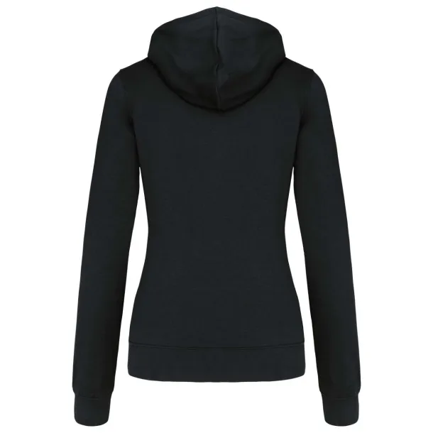  LADIES’ CONTRAST HOODED FULL ZIP SWEATSHIRT - Kariban Black Fine Grey