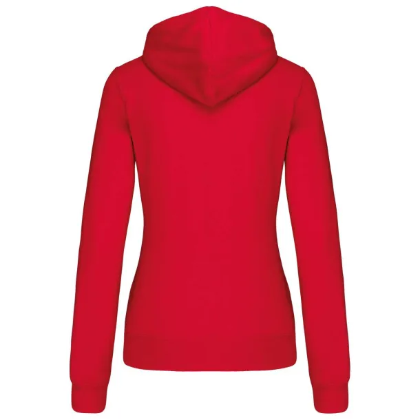  LADIES’ CONTRAST HOODED FULL ZIP SWEATSHIRT - Kariban Red White