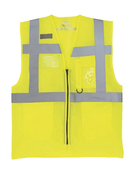  Fluo Open Mesh Executive Waistcoat - Yoko Fluo Yellow