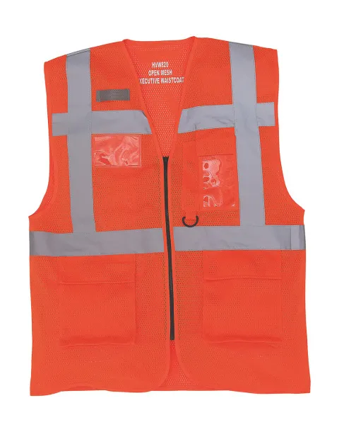  Fluo Open Mesh Executive Waistcoat - Yoko Fluo Orange