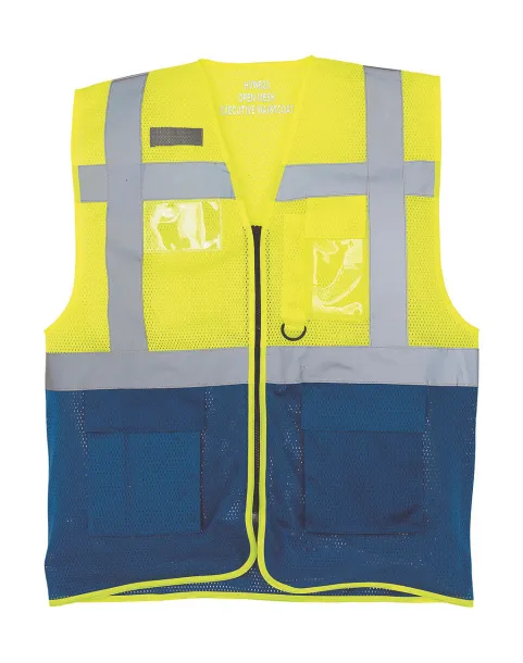  Fluo Open Mesh Executive Waistcoat - Yoko Fluo Yellow Royal blue